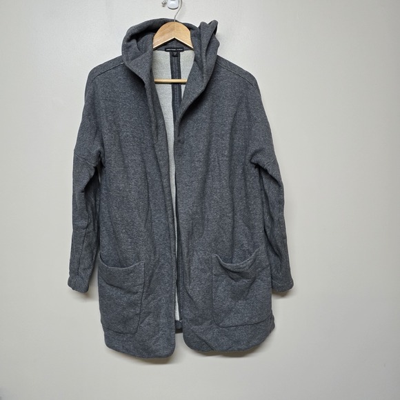 James Perse Sweaters - James Perse Womens 100% Cotton Hooded Open Cardigan‎ Sz 2 Medium Gray Casual